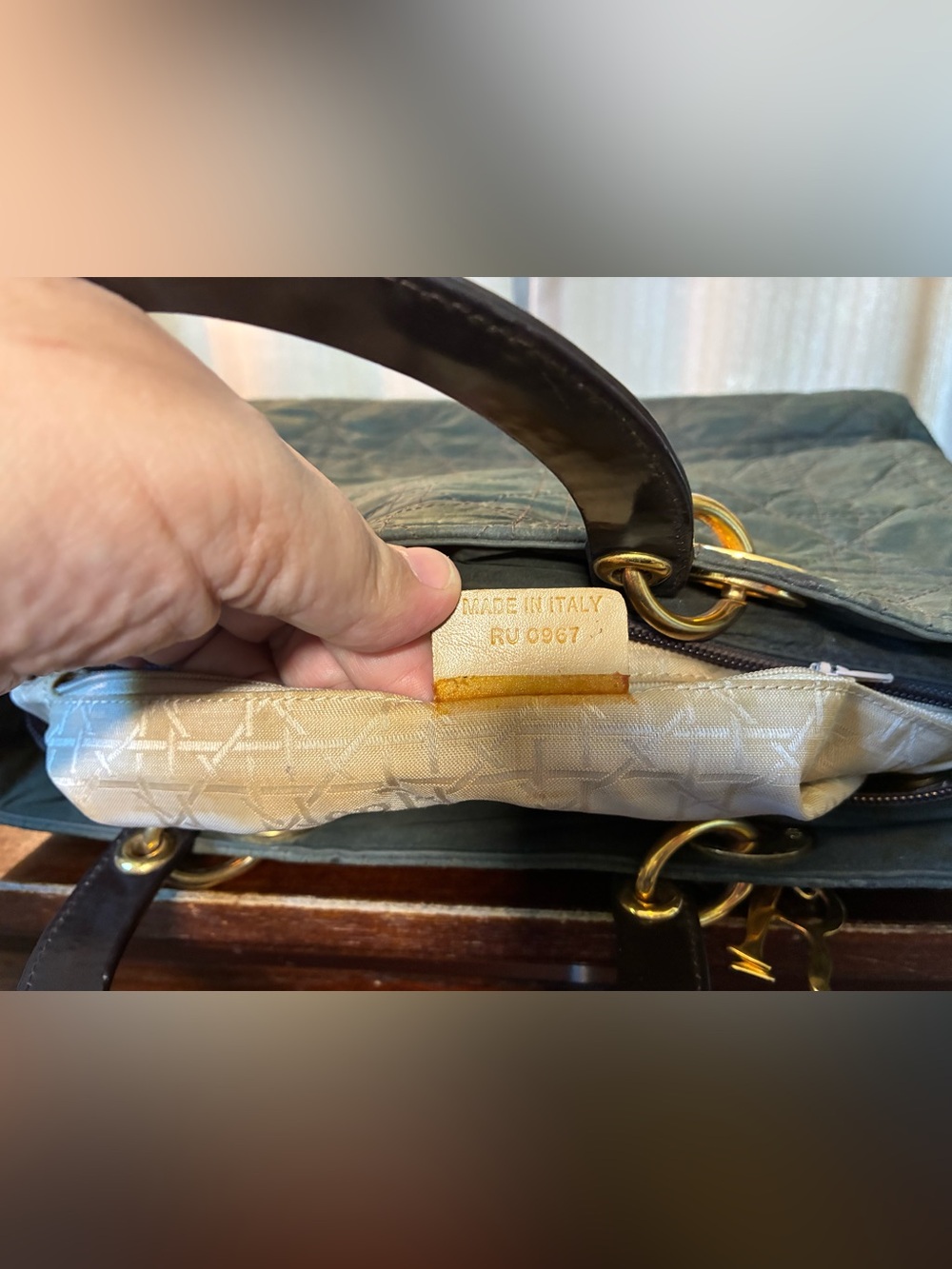 Dior Green Quilted Lady Dior Tote with Gold Hardware - Picture 7 of 11